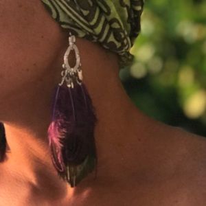 Peacock Chandelier feather earrings